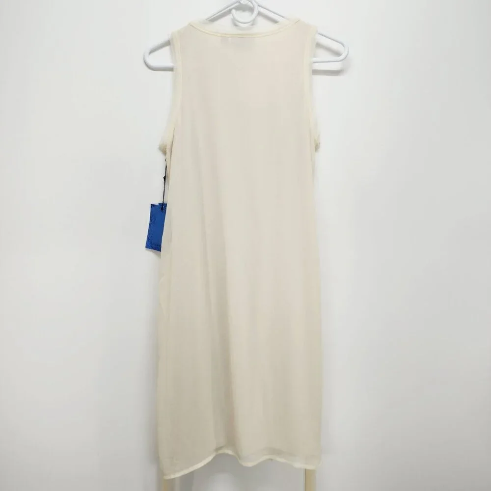 Simply Vera Vera Wang chiffon mid Dress Womens Sleeveless Pleated  beige Size S